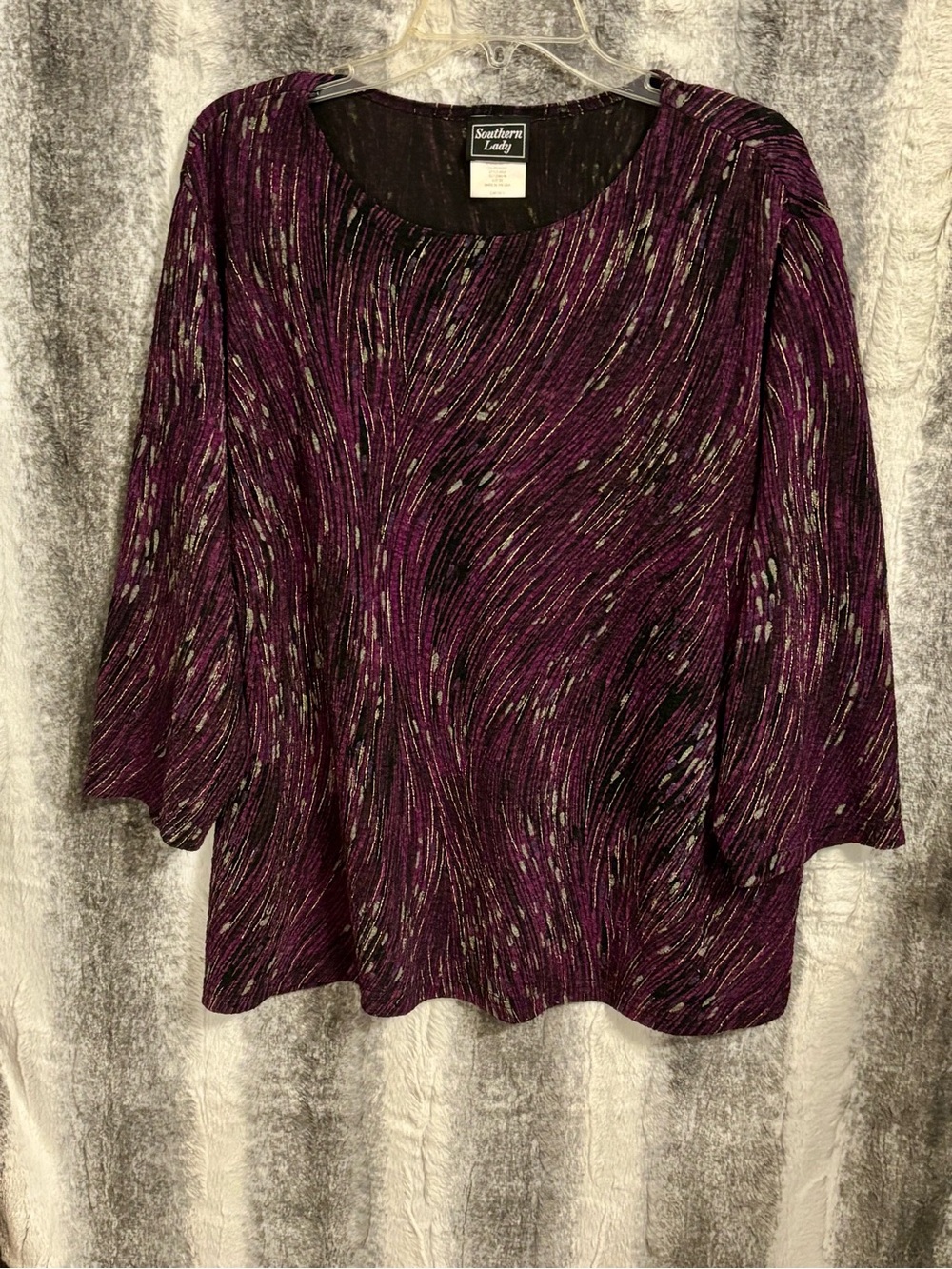 Southern Lady Purple and Black Swirl Knit Top